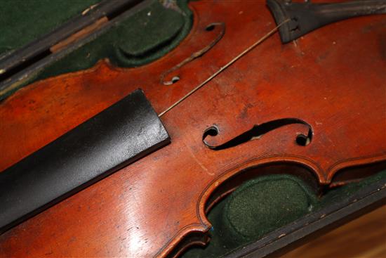 A cased double back violin, John Lamb 1917